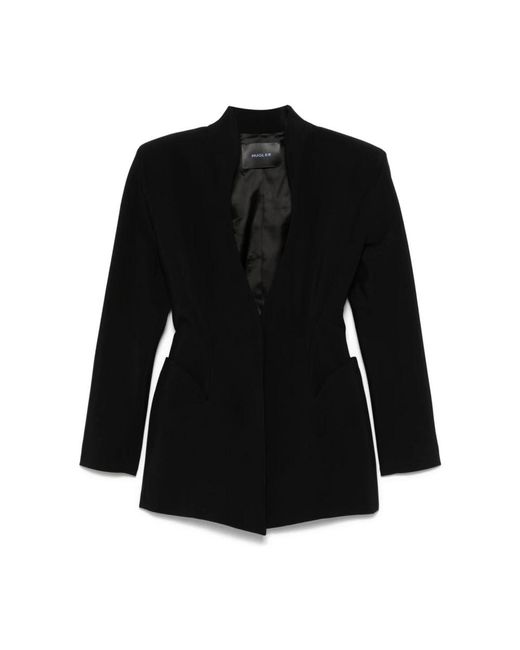 Mugler Jassen ,Zwart ,Wol Sculpturaal Zwart Jasje in het Black