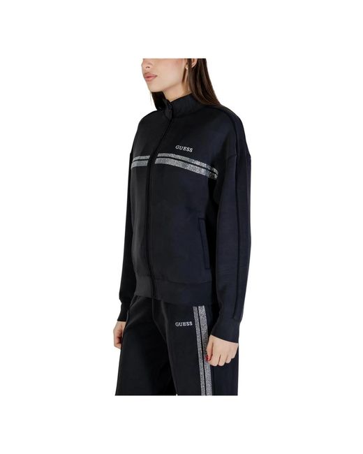 Guess Hoodies & Sweatvesten ,Zwart ,Berthe High Neck Full-Zip Swea in het Black