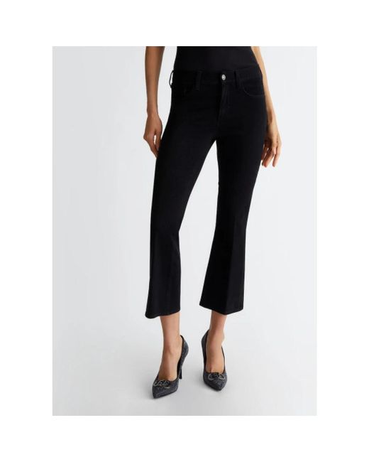 Liu Jo Jeans ,Zwart ,Katoen High-Waist Crop Flare Jeans in het Black