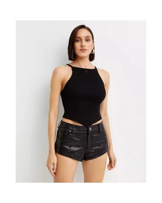 Courreges Black Schwarzes asymmetrisches top quadratischer ausschnitt