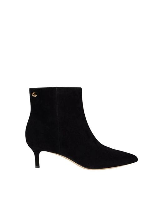 Ralph Lauren Black Mckay Suede Bootie Heel