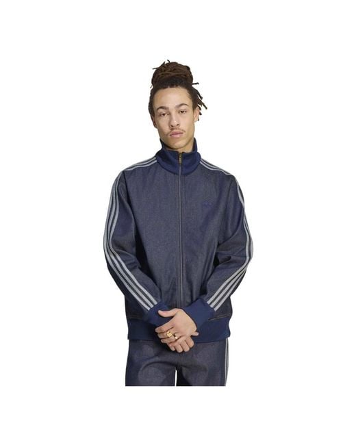 Adidas Firebird Adicolor Raw Denim Track Top in het Blue voor heren