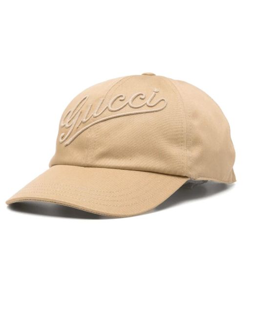 Gucci Natural Bestickte baumwoll-baseballkappe