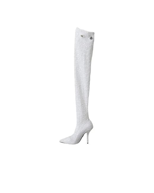 Dolce & Gabbana White Over-Knee Boots