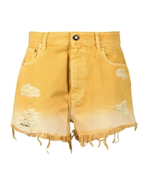 Semicouture Yellow Denim Shorts