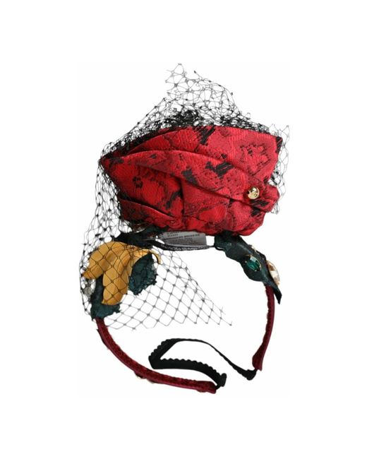 Rosa seta cristallo rete fascia di Dolce & Gabbana in Red
