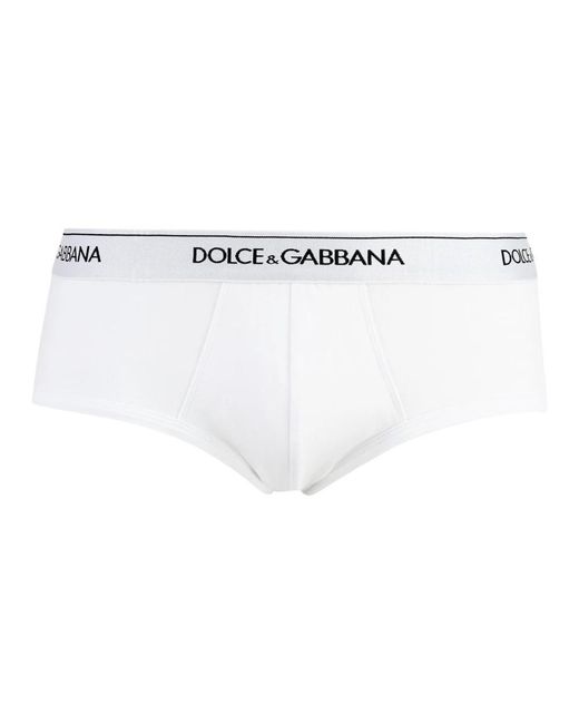 Dolce & Gabbana Set Aus Zwei Baumwoll-Slips Mit Logo-Elastikband in White für Herren