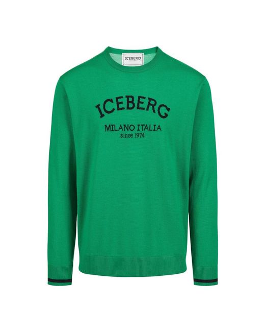 Round-Neck Knitwear di Iceberg in Green da Uomo