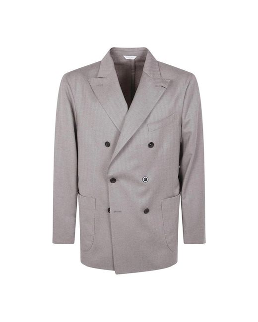 Boglioli Double-Breasted Wool Blazer in het Gray voor heren