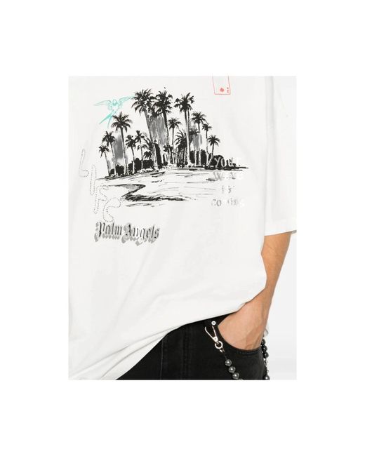 Palm Angels White T-Shirts for men