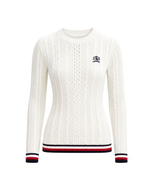 Tommy Hilfiger White Round-Neck Knitwear