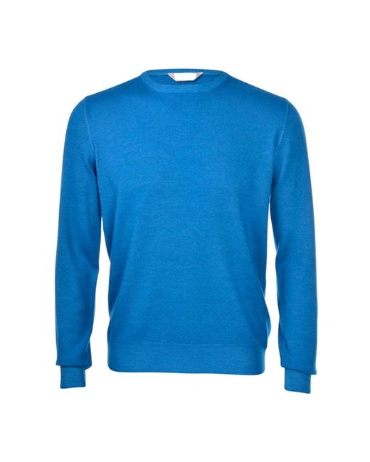 Paolo Fiorillo Blauer merinowollpullover in Blue für Herren