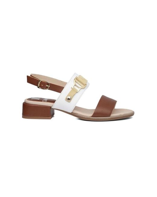 Callaghan Brown Leder Sandale Mit Schnalle Und Wildlederriemen