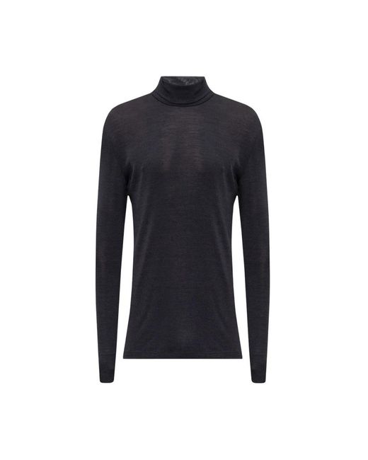 Hanro Truien & Vesten ,Zwart ,Wol Wollen Zijden T-Shirt Met Col in het Blue voor heren