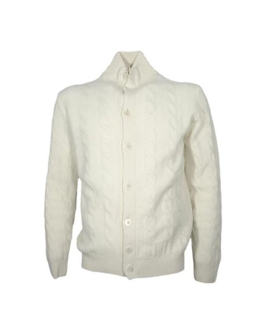 Cashmere Company Truien & Vesten ,Wit ,Wol Slim Fit Kabelgebreid Vest in het Gray voor heren
