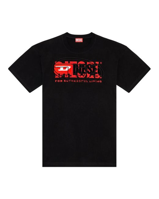 DIESEL T-shirt mit mehrlagigen logos in Black für Herren