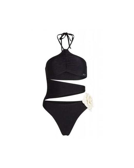Karl Lagerfeld Badmode ,Zwart ,Dna Flower Swimsuit in het Black