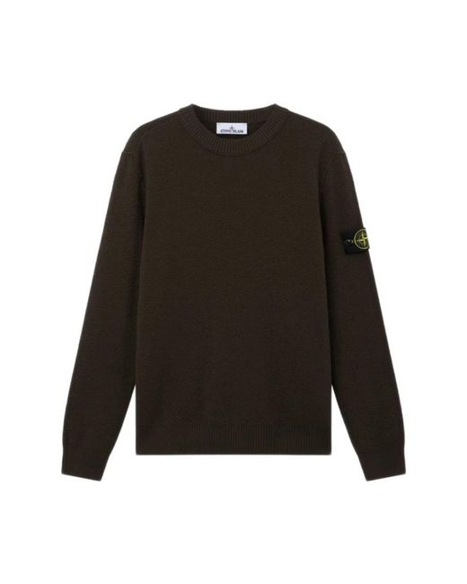 Stone Island Black Round-Neck Knitwear for men