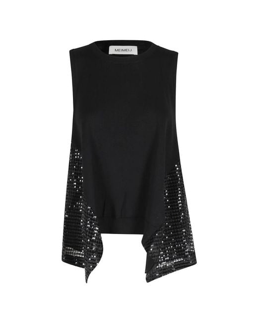 MEIMEIJ Black Sleeveless Tops