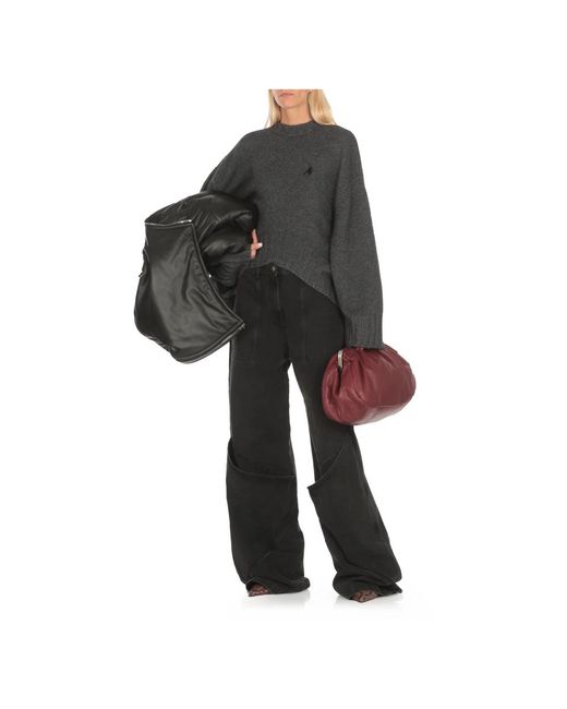 The Attico Zwarte Katoenen Broek Met Riemlussen in het Black