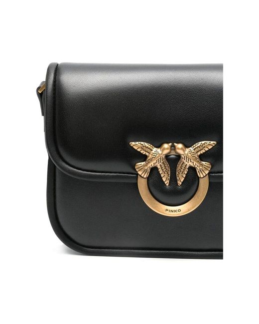 Pinko Black Schwarze Umhängetasche Mit Klappdeckel Und Magnetverschluss
