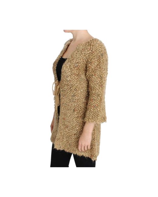 Pink Memories Truien & Vesten ,Wol Luxe Sweatercoat Cape in het Brown