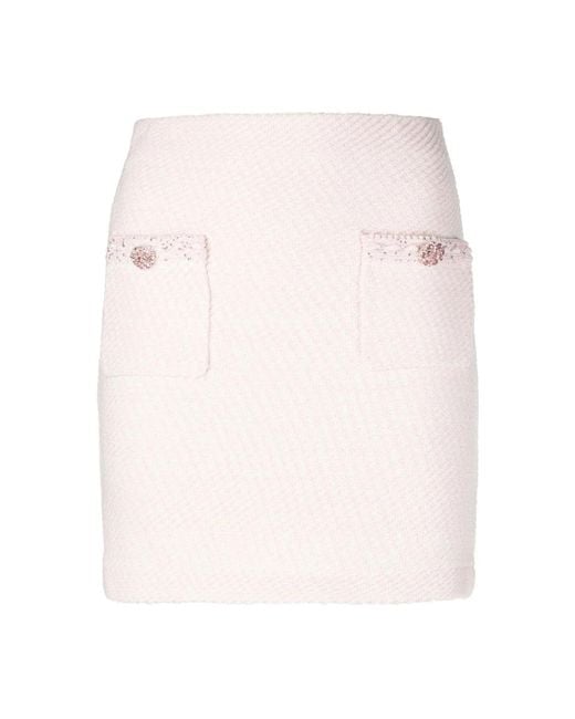 Self-Portrait Rokken ,Roze ,Katoen Elegante Roze Gebreide Mini Rok in het Pink
