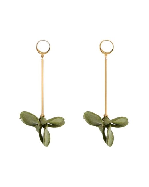 Pendientes De Latón Con Motivo Floral Ligero, Mujer, Talla Malababa de color Green