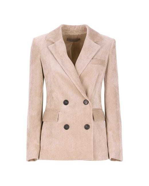 D.exterior Natural Corduroy Double Breasted Blazer