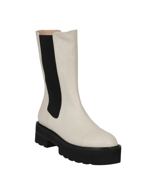 Stuart Weitzman Black Leder Stiefeletten Vintage-Effekt
