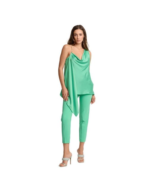 Kocca Zijdezachte Top Met Split Schouder in het Green