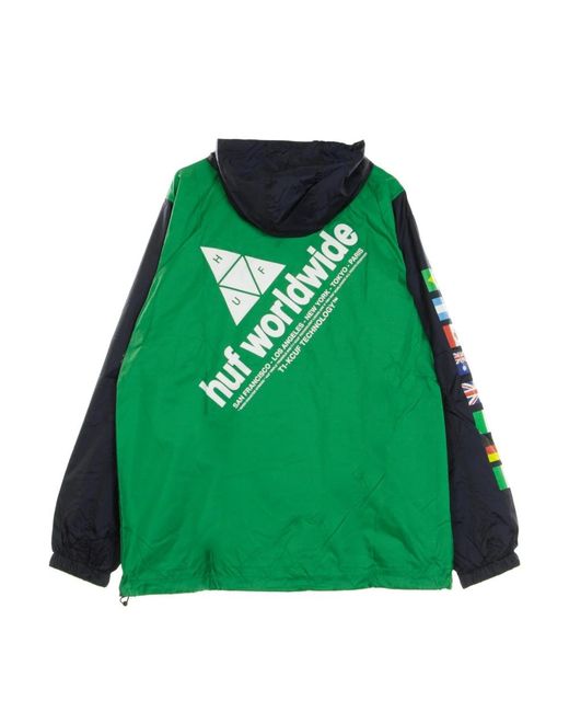 Huf Jassen ,Veelkleurig ,Flags Anorak Jas Marineblauw in het Green voor heren