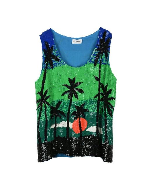 P.A.R.O.S.H. Green Schickes Viskose-Top Mit Apillettes