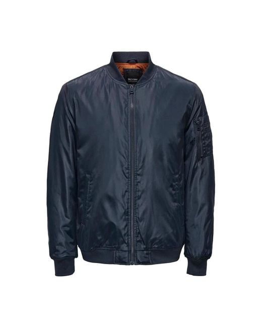 Only & Sons Blue Bomber Jackets for men