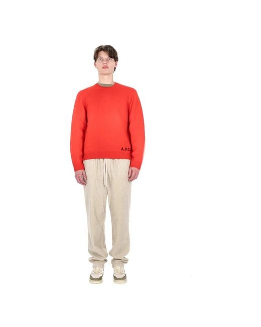 A.P.C. Red Round-Neck Knitwear for men