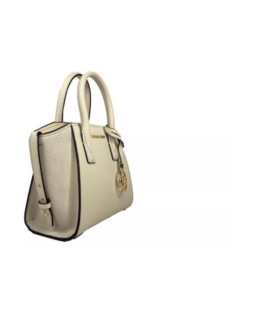 Michael Kors Metallic Cremefarbene Satchel Crossbody Tasche Mit Charme