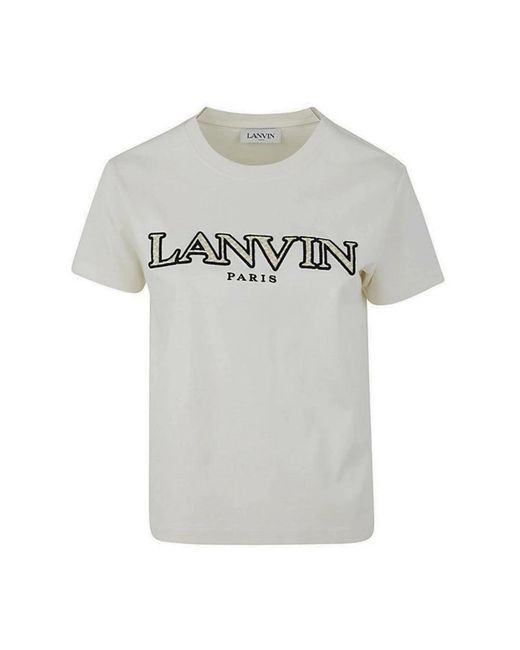 Magliette grigia in cotone con logo aw23 di Lanvin in Gray