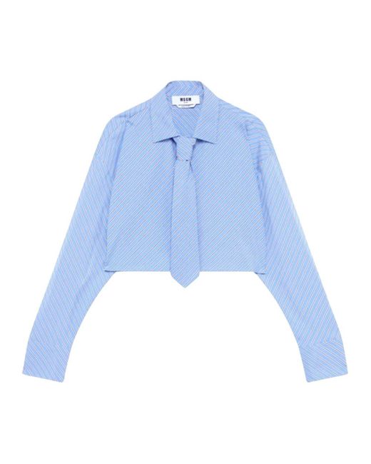 MSGM Camicia Crop in het Blue