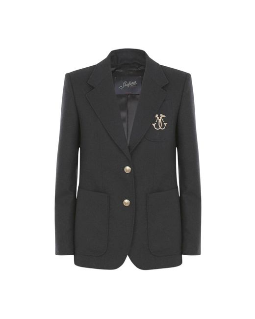 Seafarer Cristal Wool Blend Blazer Jacket in het Black