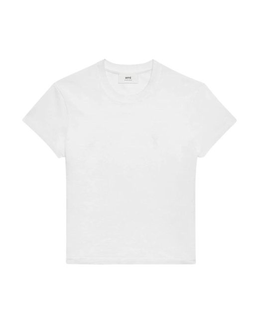 AMI White Es ADC Shirt mit AMI Stickerei