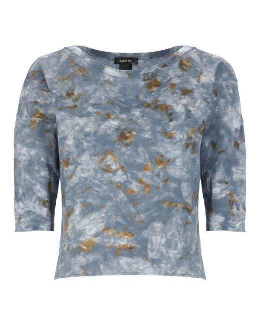 Avant Toi Blue Blauer baumwollpullover mit kontrastmuster