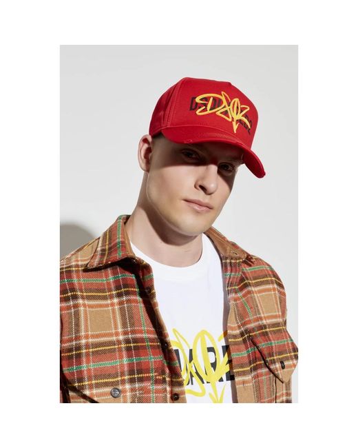 DSquared² Accessoires ,Rood ,Katoen Baseball Cap in het Red voor heren