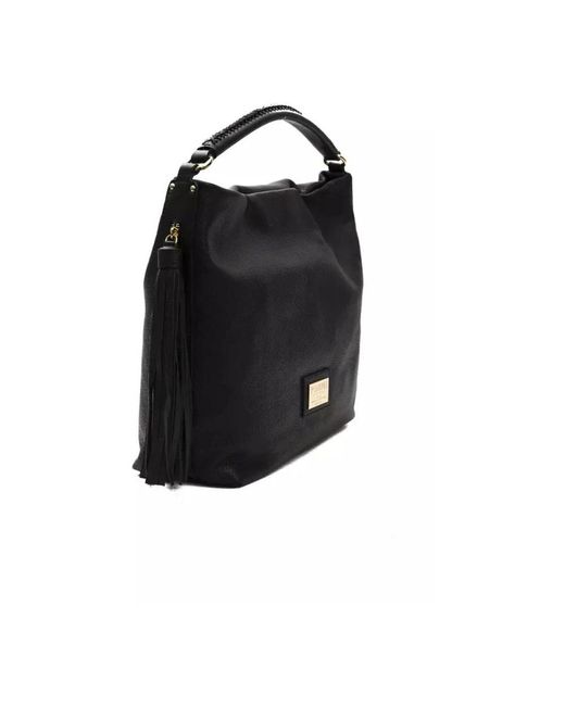 Pompei Donatella Black Schwarze leder-schultertasche - elegant