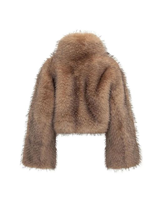 ROTATE BIRGER CHRISTENSEN Brown Faux Fur & Shearling Jackets