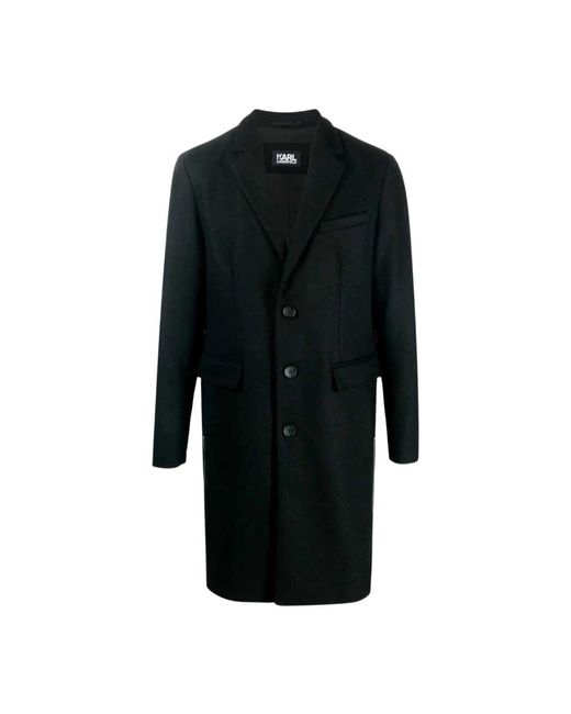 Karl Lagerfeld Black Single-Breasted Coats for men