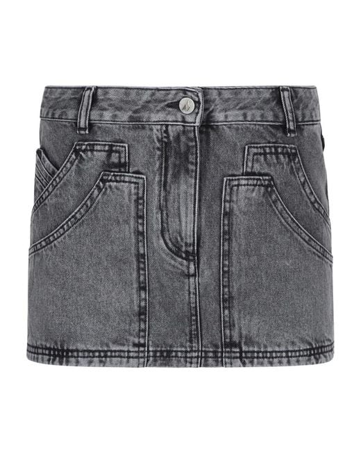 The Attico Black Schwarzer Denim Minirock