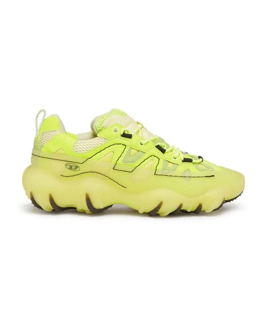 DIESEL S-prototype p1 - low top-sneakers mit overlay aus gummi in Yellow für Herren