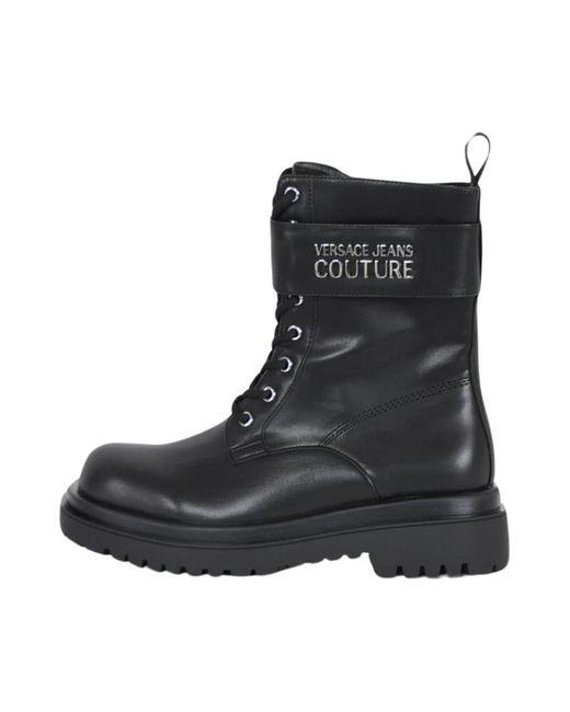 Versace Jeans Couture Black Lace-Up Boots