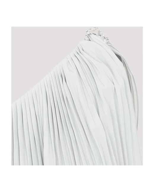 Lanvin White Asymmetrisches 3-lagen salbei kleid