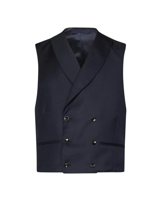 Franzese Collection Kostuums ,Blauw ,Blauwe Gebreide Dubbelrijige Vest in het Blue voor heren